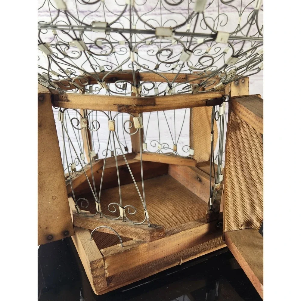 Antique Victorian Style Bird Cage Wood & Wire Hot Air Balloon 19th Century